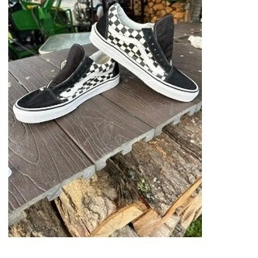 Vans Old Skool Checkerboard Black White Suede Canvas Skate Shoes Mens 10